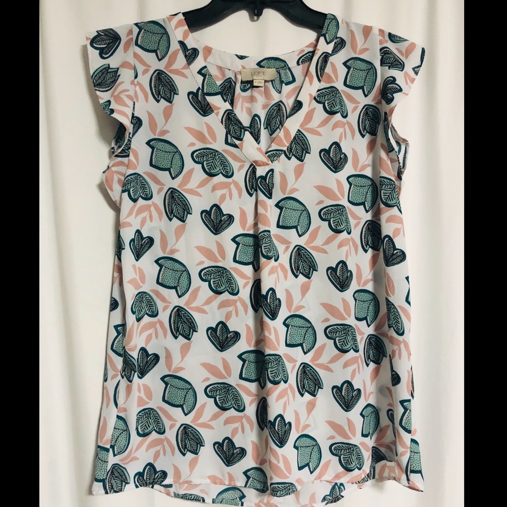 LOFT Ruffle Sleeve V-neck Top